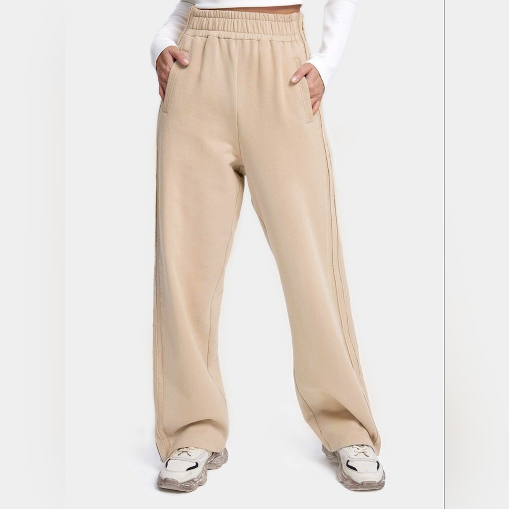 NWT High Waist Straight Leg 'Legends' Track Sweatpants (Wheat) - LIT Activewear